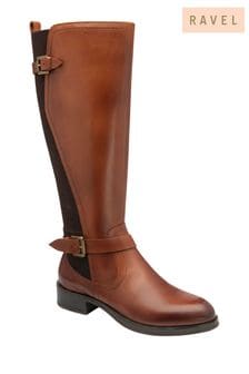 Ravel Brown Leather Knee High Boots (681563) | 693 QAR