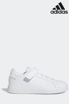 adidas Triple White Sportswear Grand Court Elastic Lace And Top Strap Trainers (681732) | SGD 52