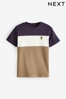 Viola/Bianco - Colourblock Short Sleeve 100% Cotton T-shirt (3-16yrs) (681905) | €10 - €15