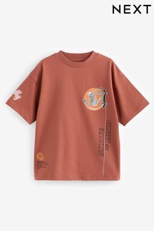 Rust Brown Skeleton Relaxed Fit Short Sleeve 100% Cotton Graphic T-Shirt (3-16yrs) (682224) | $12 - $17