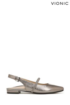 Vionic Grey Leather Presidio Slingbacks Shoes (682300) | $207