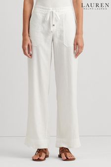 Pantalon large Lauren Ralph Lauren Jovon en lin blanc (682446) | €198