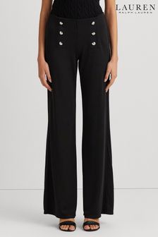 Lauren Ralph Lauren Corydon Stretch Jersey Wide-leg Black Trousers (682476) | 1,009 LEI