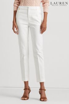 Lauren Ralph Lauren White Stretch Mid Rise Skinny Fit Trousers (682479) | 949 LEI
