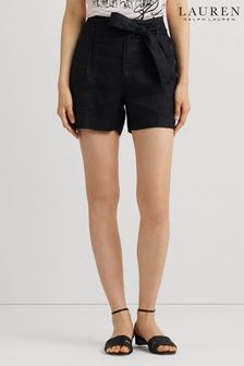 Schwarz - Lauren Ralph Lauren Davian Leinenshorts mit Gürtel (682493) | 217 €