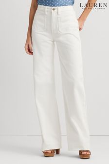 Lauren Ralph Lauren High Waisted Wide Leg White Jeans (682621) | €215