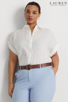 Lauren Ralph Lauren Curve Linen Dolman Sleeve Shirt