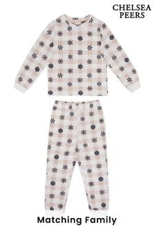 Chelsea Peers Cream Kids Recycled Fibre Gingham Snowflake Print Long Pyjama Set (682738) | €17.50