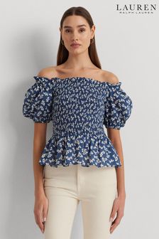 Lauren Ralph Lauren Floral Print Bierbrin Puff Sleeve Off-Shoulder Blouse (682995) | €184
