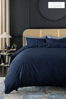Navy Blue Collection Luxe 200 Thread Count 100% Egyptian Cotton Percale Duvet Cover And Pillowcase Set (683205) | €39 - €86