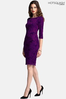 Fioletowa koronkowa sukienka z długim rękawem HotSquash (683389) | 277 zł