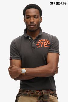 Superdry Washed Black 100% Cotton Vintage Athletic Polo Shirt (683447) | €65