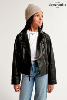 Abercrombie & Fitch Black Faux Leather Biker Jacket (684152) | €101