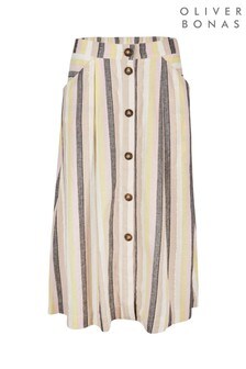 חצאית מידי מנצנצת עם פסים של Oliver Bonas בלבן (684360) | ‏193 ₪