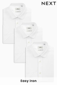 أبيض - تلبيس ضيق - حزمة من 3 قمصان مقاومة للتجعد بأساور فردية (684413) | 22 ر.ع