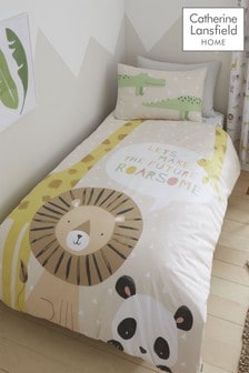 Catherine Lansfield Natural Roarsome Duvet Cover and Pillowcase Set (684771) | €20 - €27
