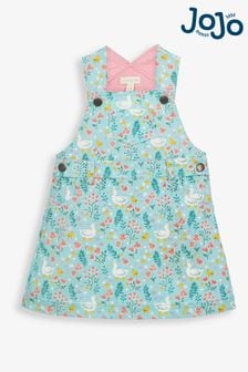 JoJo Maman Bébé Girls' Duck Floral Print Dungaree Dress