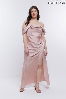 River Island Pink Bardot Bridesmaid Dress (685149) | $164