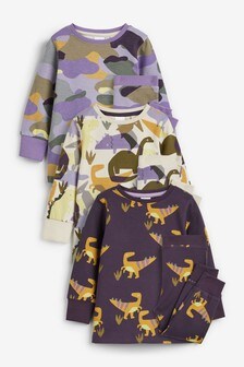 Purple Camouflage Dino - 3 Pack Snuggle Pyjamas (9mths-12yrs) (685306) | kr306 - kr426