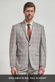 Light Grey/Tan Regular Fit Check Suit: Jacket (685507) | 83 zł