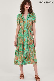 Monsoon Green Skye Scarf Print Dress (685692) | €54