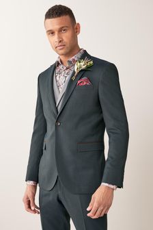Green Slim Fit Herringbone Suit (685788) | €29