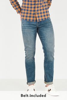 Blaue Vintage-Waschung - Jeans mit Gürtel (686042) | 25 €