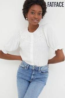 FatFace White Emily Embroidered Blouse (686314) | ₪ 249