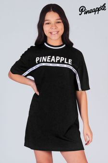 Črna dekliška črtasta obleka v stilu majice s kratkimi rokavi Pineapple (686378) | €13