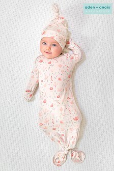 Розовый подарочный комплект из пижамы с узлом и шапочки aden + anais (687057) | €33