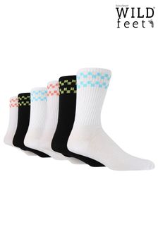 Wild Feet White Fashion Stripes Ribbed Crew Socks 6 PK (687267) | LEI 95