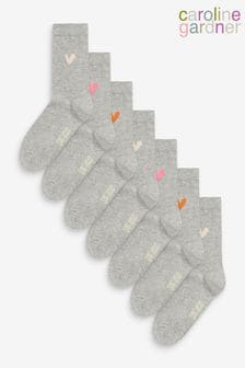 Caroline Gardner Grey Signature Heart Motif Crew Socks PK (687310) | €20