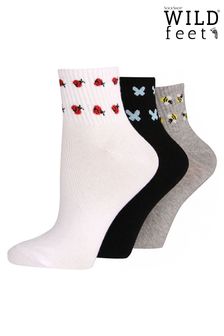 Wild Feet White Sporty Ankle Socks with Summer Bugs (687343) | 89 SAR