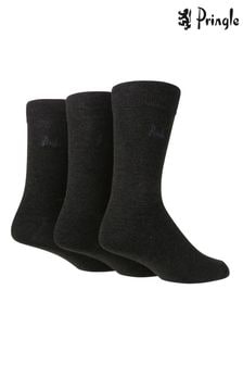 Pringle Grey Classic Plain Super Soft Modal Socks 3 PK (687411) | €20