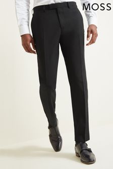 Moss Tailored Fit Black Dress Trousers (687497) | $181