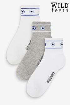 Wild Feet White Pastel Stripe Sporty Ankle Socks 3 PK (687572) | €16