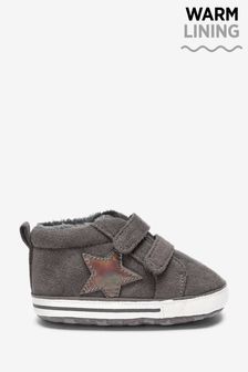 Charcoal Grey Star Warm Lined Baby Boots (0-18mths) (687669) | CHF 9