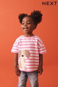 Pink Stripey Dog - Short Sleeve T-shirt (3mths-7yrs) (687761) | kr160 - kr200