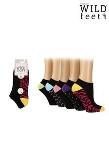 Wild Feet Black Fashion Sole No Show Trainer Socks 5 Pack (687881) | KRW38,400