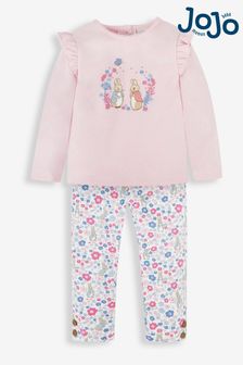 JoJo Maman Bébé Pink Peter Rabbit Appliqué Top & Leggings Set (687893) | AED161