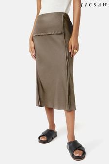 Jigsaw Satin Crepe Raw Edge Brown Skirt (687929) | €79