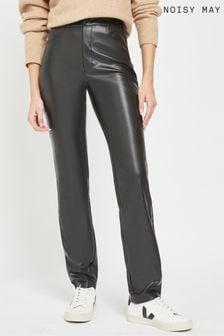 NOISY MAY Black Faux Leather High Waisted Trousers (688025) | €51