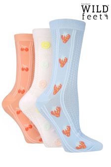 Wild Feet Blue Fashion Texture Knit Crew Socks (688062) | SGD 27