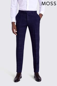 Moss Navy Blue Skinny/Slim Fit Navy Check Suit: Trousers (688164) | 108 €