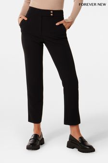 Forever New Black Kylie Button Cigarette Black Trousers (688552) | LEI 298