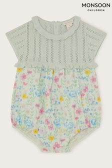 Monsoon Blue Newborn Knit Floral Bodysuit (689039) | $38