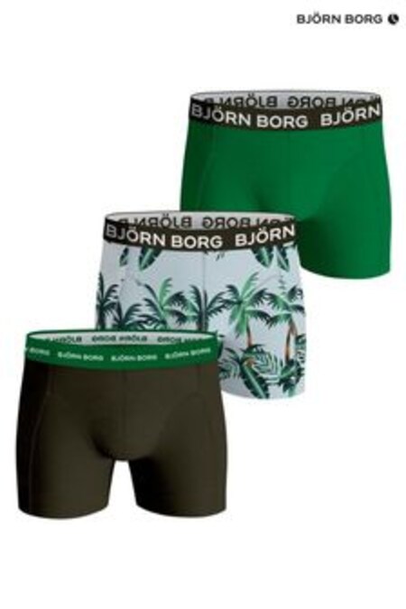 Bjorn Borg Tropical Green Cotton Stretch Boxer 3 Pack (689162) | $66