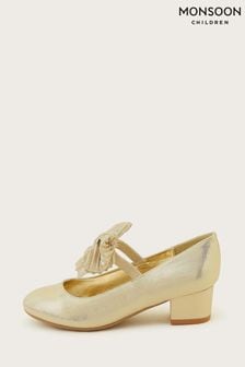 Monsoon Gold Pleated Bow Heeled Shoes (689346) | €45 - €51