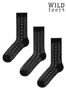 Wild Feet Black Cropped Fancy Ankle Socks 3 Pack (689617) | €20