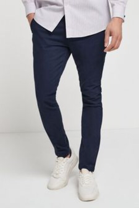 Azul marino francés - Pantalones chinos pitillo con diseño elástico (689990) | 25 €